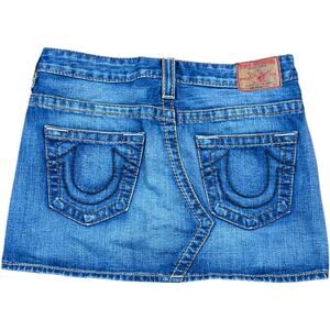 True Religion Y2K Bobby Big T Mini Jean Skirt